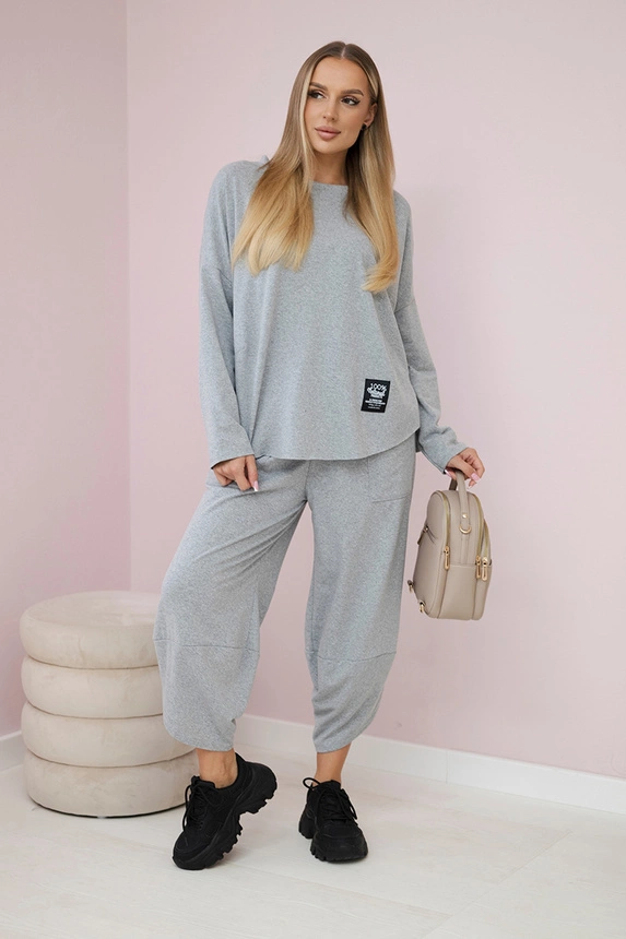 Cotton sweatshirt pants set grey