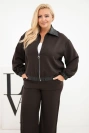 Damen-Set Plus Size mit Reißverschluss-Hoodie und weiten Hosen braun