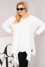 Damen Bluse aus Baumwolle in Übergrößen mit asymmetrischem Saum und Ausschnitten weiß