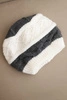 Women's winter wool hat with decorative knit K446 white + graphite
