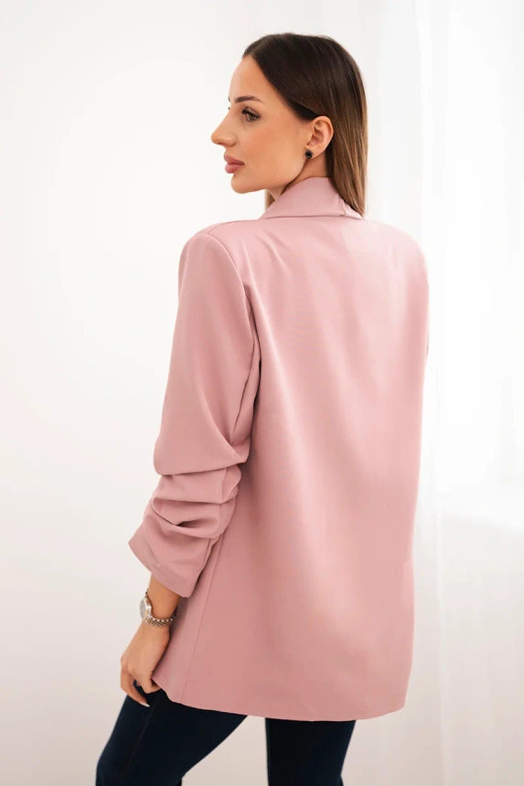 Elegant blazer with lapels dark pink