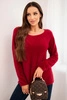 Women's sweater made of soft knit with a round neckline burgundy