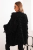 Women's cardigan with fringes and a loose fit black