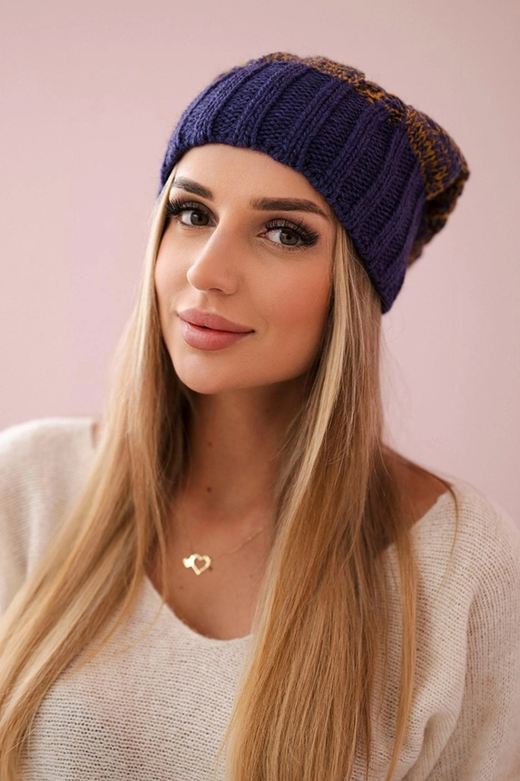Paris fleecová čepice K213 purple+mustard