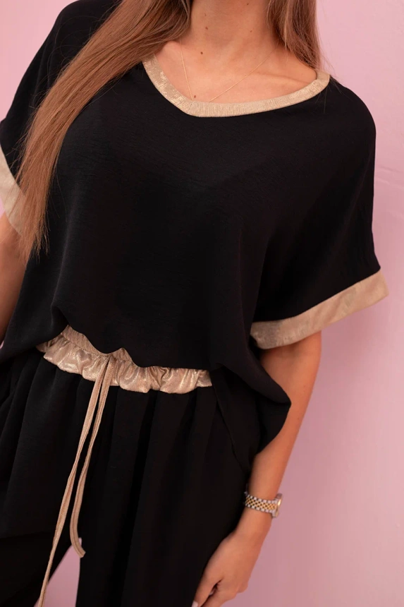 Viscose set with golden trim black