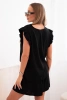 Women's set made of viscose, blouse with ruffles and short shorts black