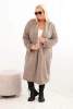 Dámský kabát Plus Size z viskózy bez zapínání s kapsami fango