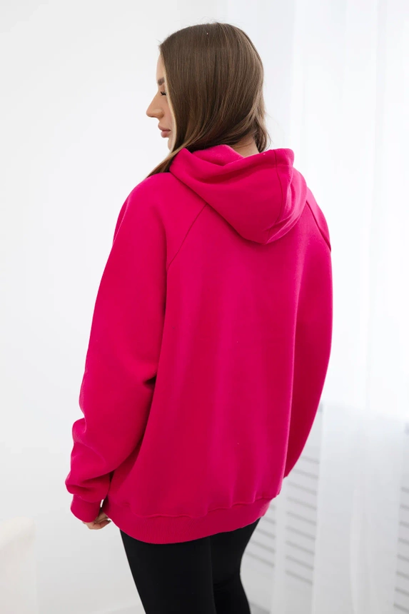 Insulated cotton sweatshirt with a hood Love fuchsia