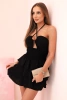 Women's off-the-shoulder dress with frills and ruffles black