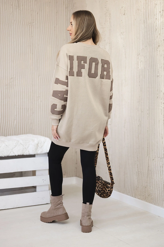 Insulated sweatshirt with California inscription light beige