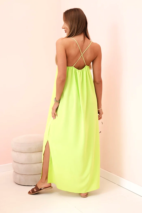 Long dress with straps neon green