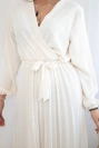 Dress tied with a pleated hem light beige