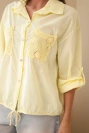 Women's cotton shirt with adjustable hem and pockets yellow