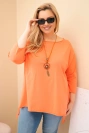 Dámska bavlnená blúzka Plus Size asymetrická s náhrdelníkom marhuľová