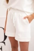 Women's butter set with a short-sleeved blouse and shorts with an elastic band ecru
