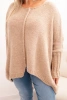 Women's Plus Size sweater with acrylic in a loose fit and 3/4 sleeves camel