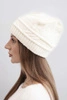 Women's winter hat made of wool with a woven pattern K428 light beige