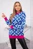 Sweater with a geometric motif mauve-blue