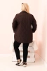Dámska bunda Plus Size prešívaná s golierom a gombíkom hnedá