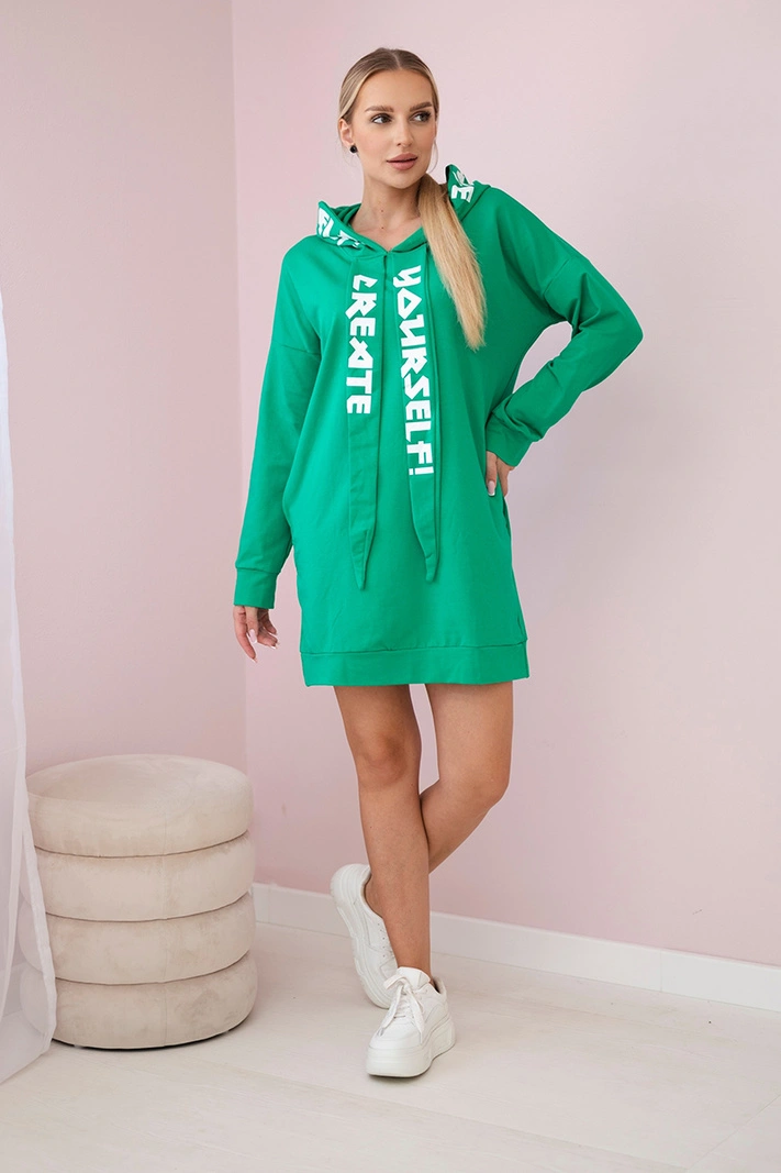 Šaty s kapucňou Oversize zelená