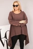 Moteriška Plus Size medvilninė tunika asimetrinio kirpimo ruda