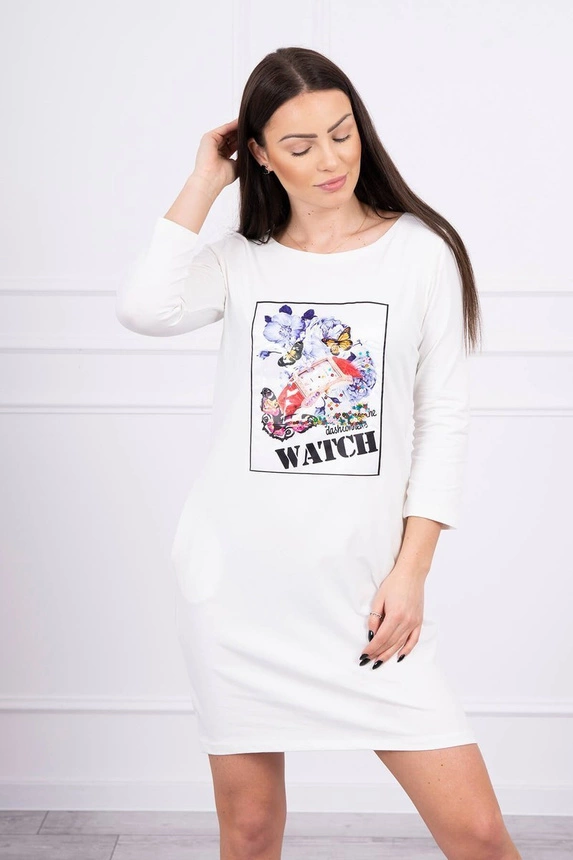 Dress with graphics 3D Watch ecru
