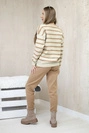 Pullover-Set Gestreiftes Sweatshirt + Hose Kamel