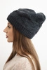 Women's winter hat made of wool with decorative braid K451 graphite
