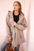 Insulated cape tied at the waist dark beige