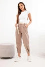 Summer Punto trousers with a fastening on the legs camel
