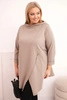 Women's cotton Plus Size asymmetrical blouse with rolled-up sleeves fango