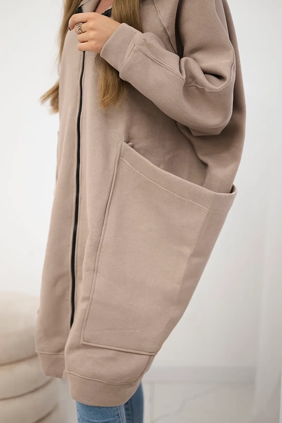Zateplená oversize mikina tmavě béžová