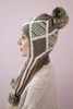 Women's long eared cap Eunika K322 cappuccino+ecru