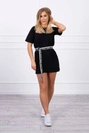 Dress with a decorative belt black