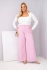 Plus Size women's trousers with wide legs and high waist dark powder pink