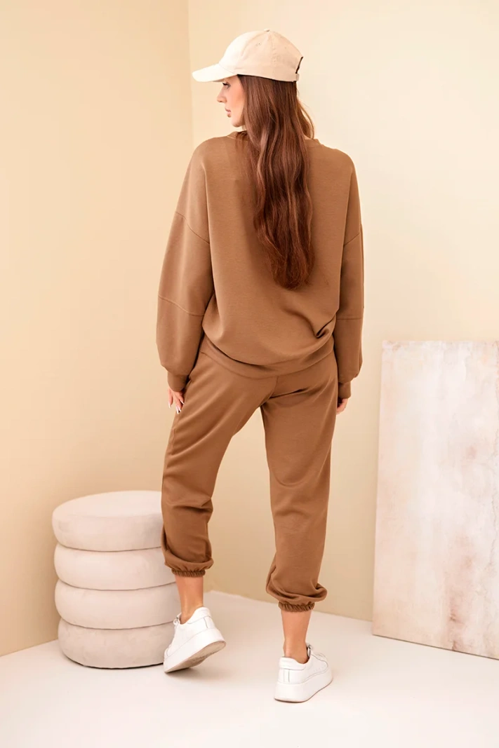 Set sweatshirt + pants buttery fabric camel