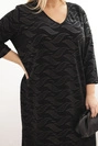 Dámské šaty z žoržetu Plus Size s výstřihem do V černá