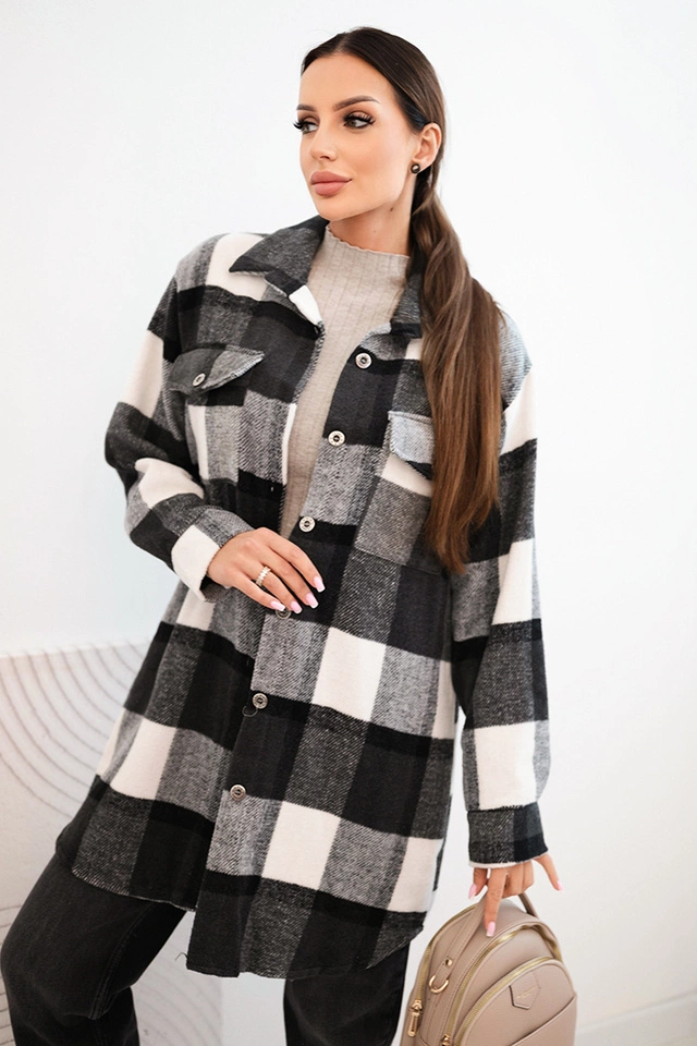 Damenhemd kariert grafit