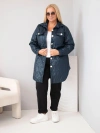 Plus Size quilted women's jacket with collar and pockets navy