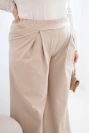 Dámske nohavice Plus Size so širokými nohavicami a plisovaním tmavo béžové