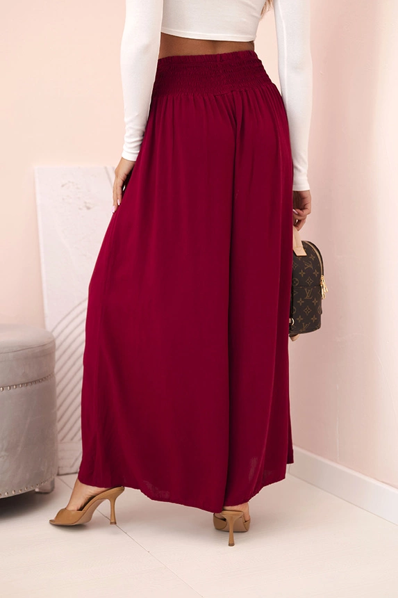 Damen Viskosehose mit elastischem Bund weinrot