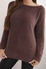 Women's sweater made of soft knit with a round neckline brown
