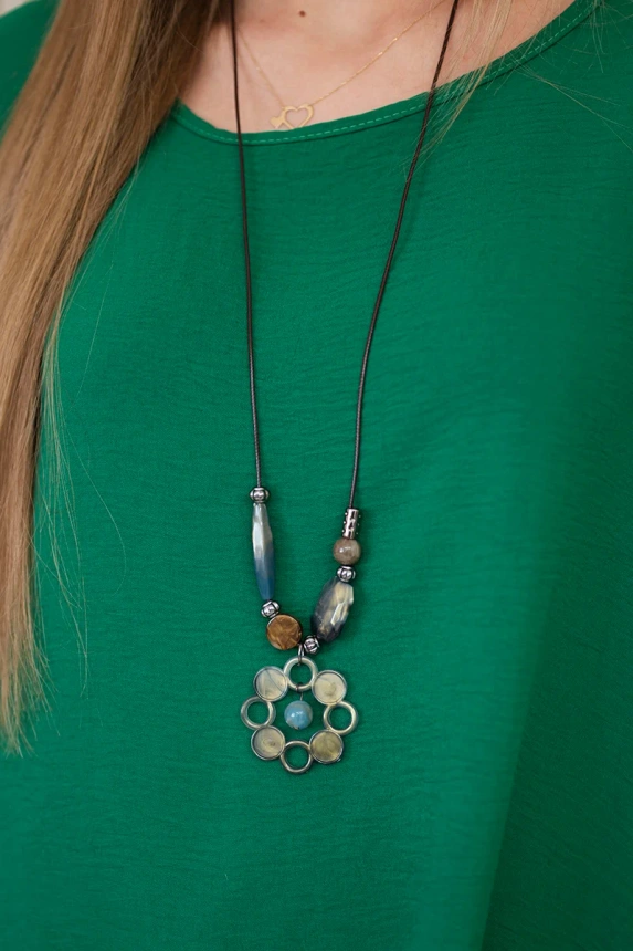 Set of blouse + pants with pendant green