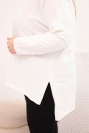 Damenbluse Plus Size asymmetrisch mit langen Ärmeln weiß
