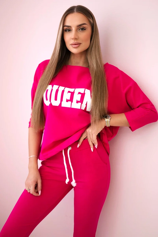Set with Queen print fuchsia
