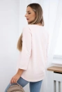 Blouse with graphics 3D, lace powdered pink
