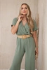 Overalls with a decorative belt at the waist light khaki