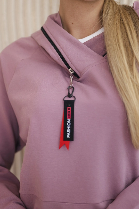 Tmavě růžová tunika na zip s kapucí Oversize
