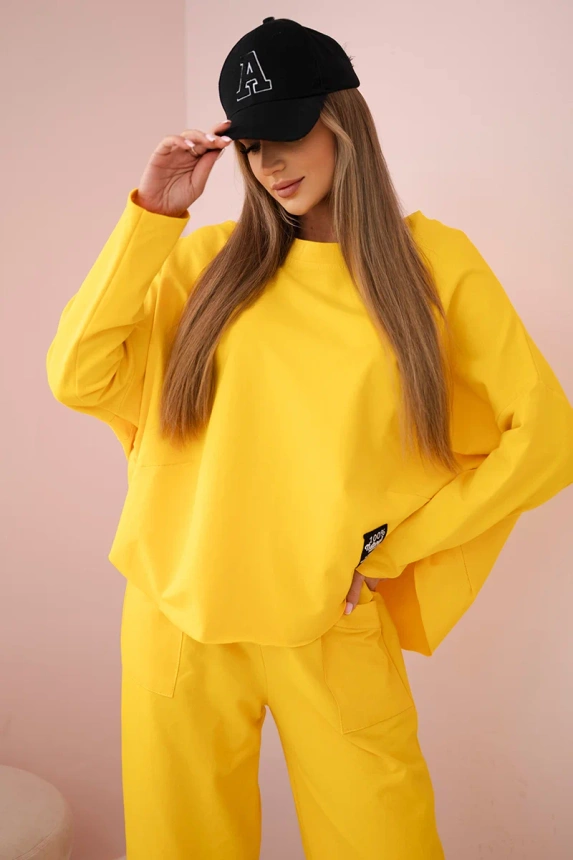 Cotton sweatshirt pants set dark yellow