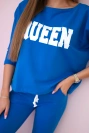 Set with Queen print mauve-blue